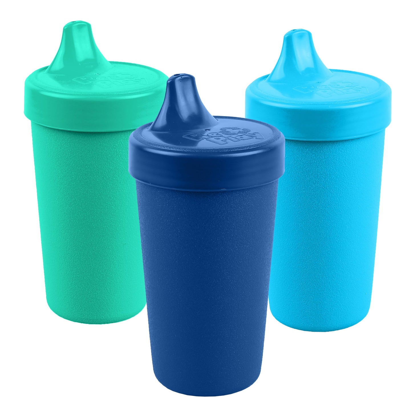 Re-Play Spill-Proof Sippy Cups for Toddlers - Kids Reusable 10 Oz Set of 3, Dishwasher & Microwave Safe, Made in USA, A True Blue