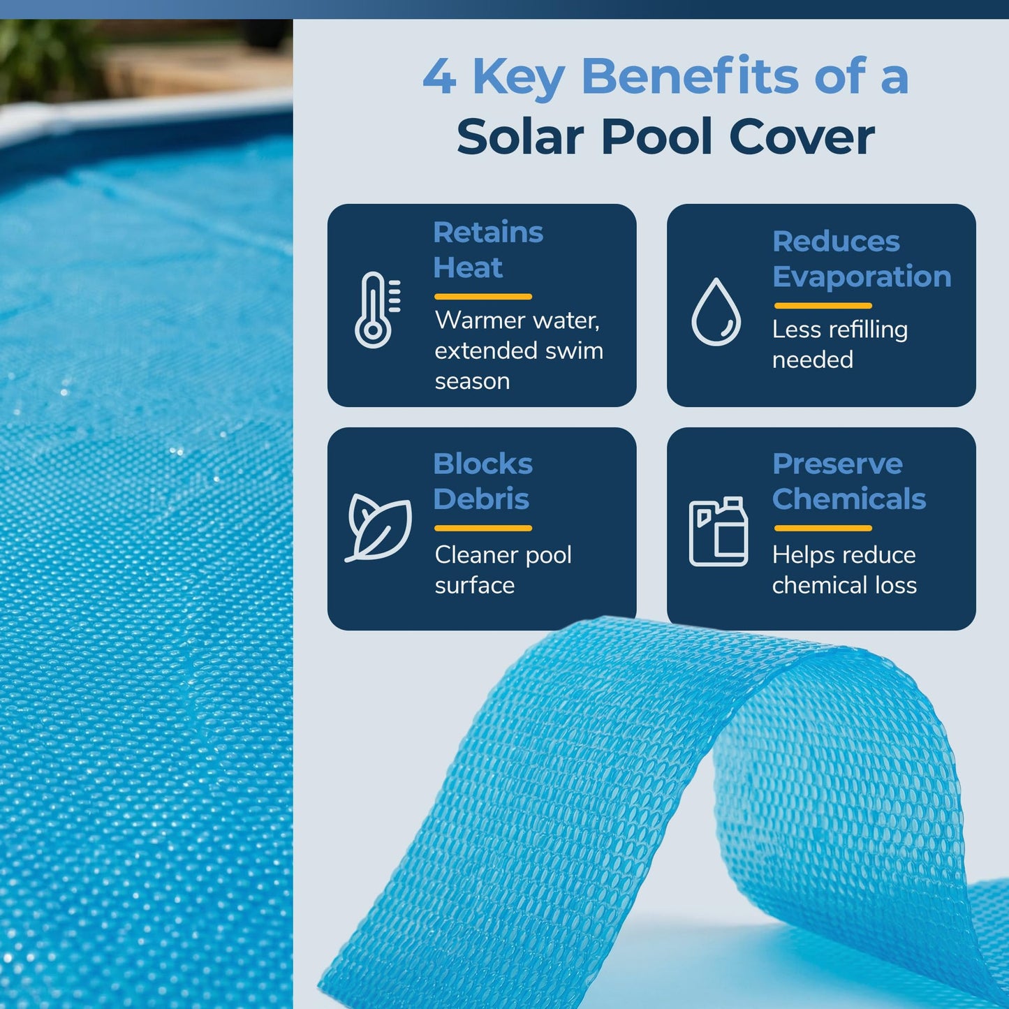 Blue Wave 12-ft Round Solar Pool Cover 8-Mil Blue – Solar Cover for Above Ground Pool, Thermal Bubble Blanket for Heat Retention & Reduced Evaporation