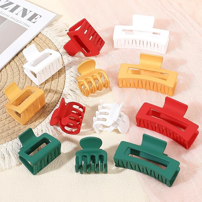 3 Styles Hair Clips for Women Small Medium Big Claw Clips for Thin Thick Hair 12 Pcs Hair Claw Clips Hair Clips Combination Hair Accessories for Women (Christmas)