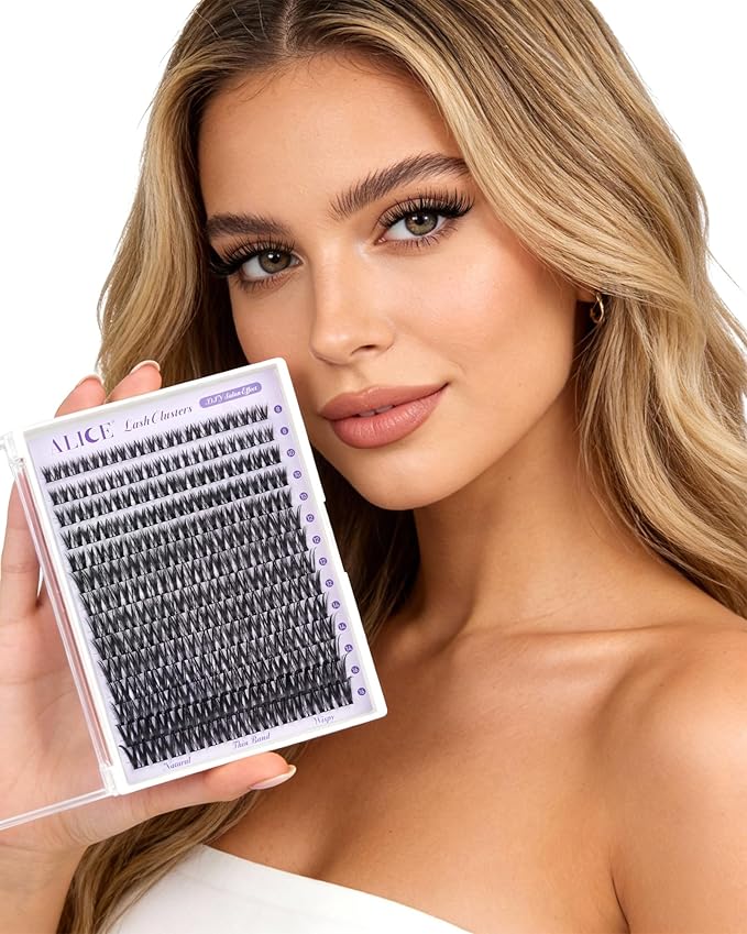 ALICE Flaunt Lash Clusters Wispy Eyelash Clusters 8-16mm Thin Band Cluster Eyelash Extensions DIY Salon Individual Lashes 168pcs Natural Volume Lash Extensions