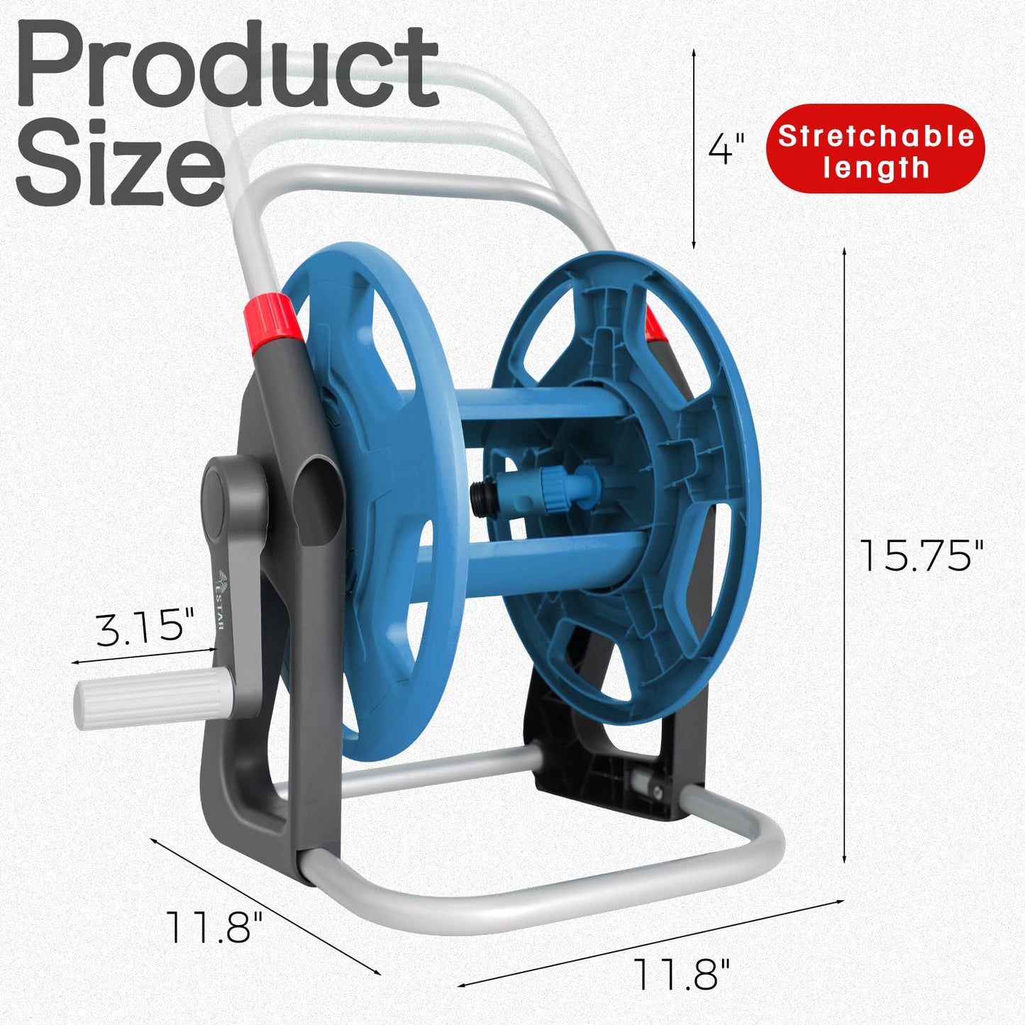YESTAR Garden Water Hose Reel Cart,Holds 50-60 Ft of 5/8 Inch Hose, Portable Hose Pipe Holder for Outside