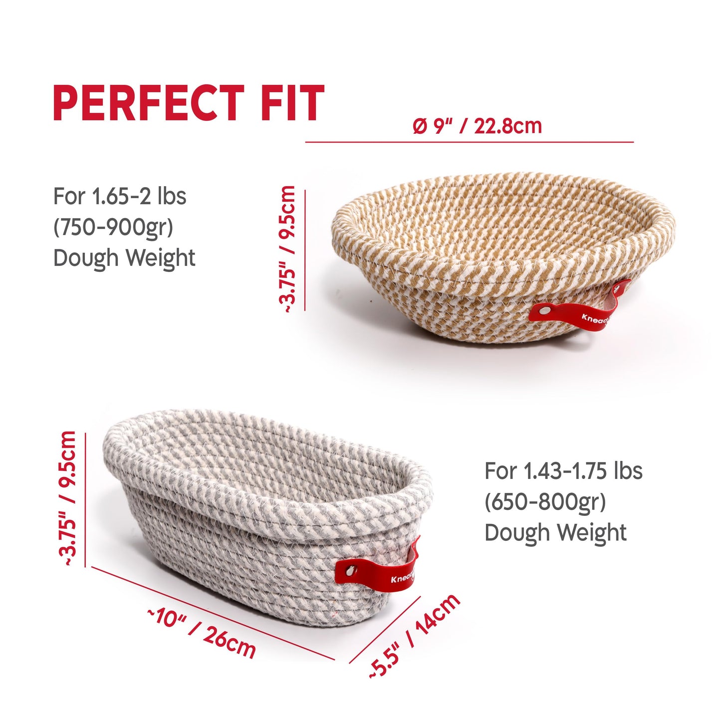 KneadAce Sourdough Starter Kit – 34oz Starter Jar, 2 Cotton Rope Banneton Proofing Baskets, Magnetic Bread Lame for Scoring – Gift for Bakers & Complete Sourdough Bread Baking Set