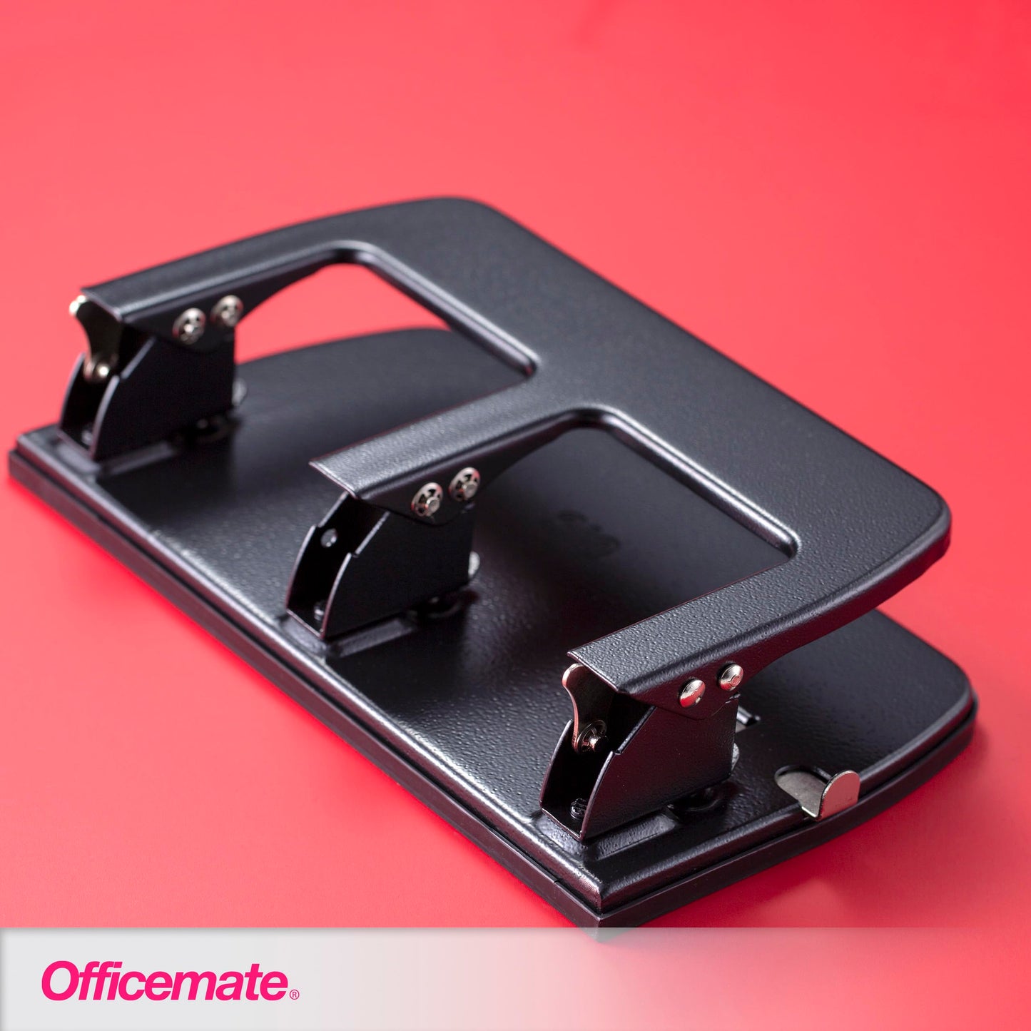 Officemate 3-Hole Punch, Medium Duty, 30-Sheet Capacity, Ergonomic Handles, Adjustable Paper Guide, Durable Metal Base, Black
