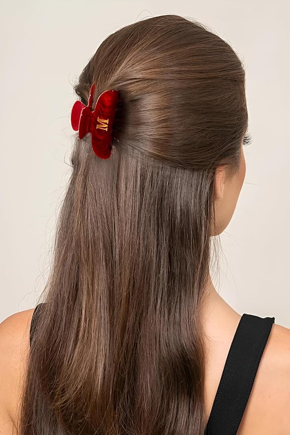 Initial Cute Hair Clips - Red Letter Elegant Hair Claw Clips, Fashion Glitter Claw Clips Durable Hair Clips, Wedding Gift, Bridesmaid Gifts, Birthday Gifts, Christmas Gift, Letter K