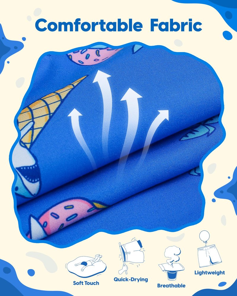 maamgic Boys Swim Trunks Toddler Swim Shorts Little Boys Bathing Suit Swimsuit Toddler Boy Swimwear Ice Cream Blue 14-16 Years