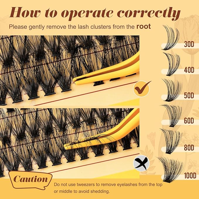 QUEWEL 580PCS Eyelash Clusters 30D+40D+50D+60D+80D+100D Wispy Lash Clusters 10-18mm Cluster Lashes Individual Lashes Clusters Reusable for Natural DIY Cluster Eyelash Extensions for Beginners