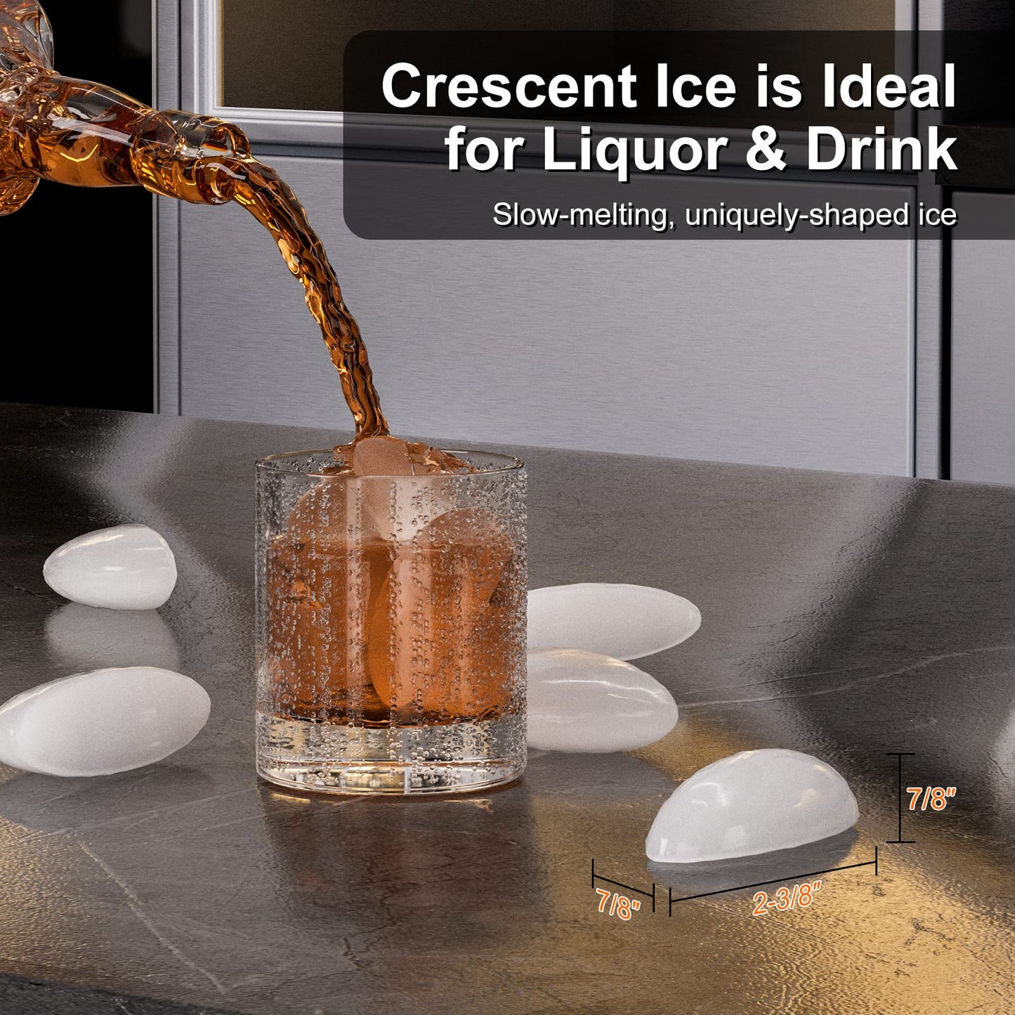 COTLIN 15" W Drainless Under Counter Ice Maker with 22LBS Storage Bin, Crescent Ice, Free Standing Built-in Ice Maker for Residential Commercial Use, No Drain Required, ETL Approved, 2026 Upgraded