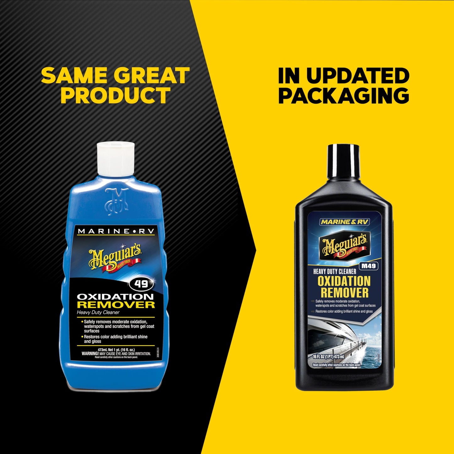 Meguiar's M4916 Marine/RV Heavy Duty Oxidation Remover, Oxidation, Water Spot, Stain, and Boat Scratch Remover for Vehicles with Gel Coat and Fiberglass Surfaces, 16 Oz - Packaging may vary
