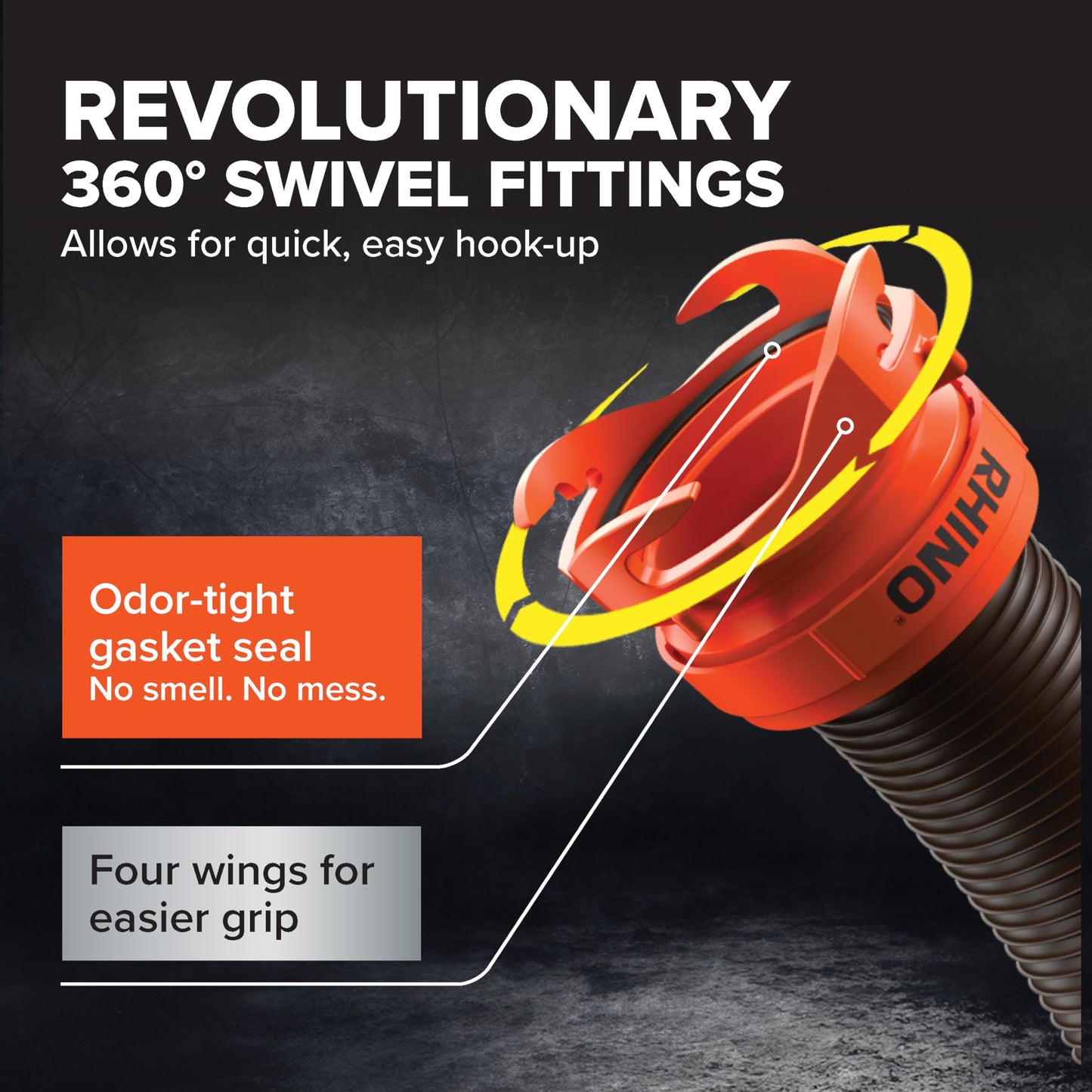 Camco RhinoFLEX 10’ Camper/RV Sewer Hose Extension - Features Collapsible Design for RV Storage - Includes Pre-Attached Lug & Bayonet Fitting -Heavy Duty Polyolefin & Reinforced w/Steel Wire (39774)