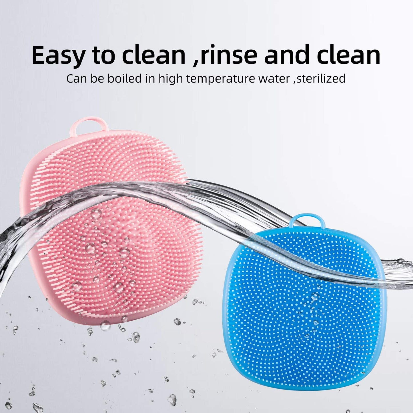 Silicone Face Scrubber for Men and Women， 2Pack Facial Cleansing Brush Silicone Face Wash Brush Manual Waterproof Cleansing Skin Care Face Brushes for Cleansing and Exfoliating (Blue_Pink)