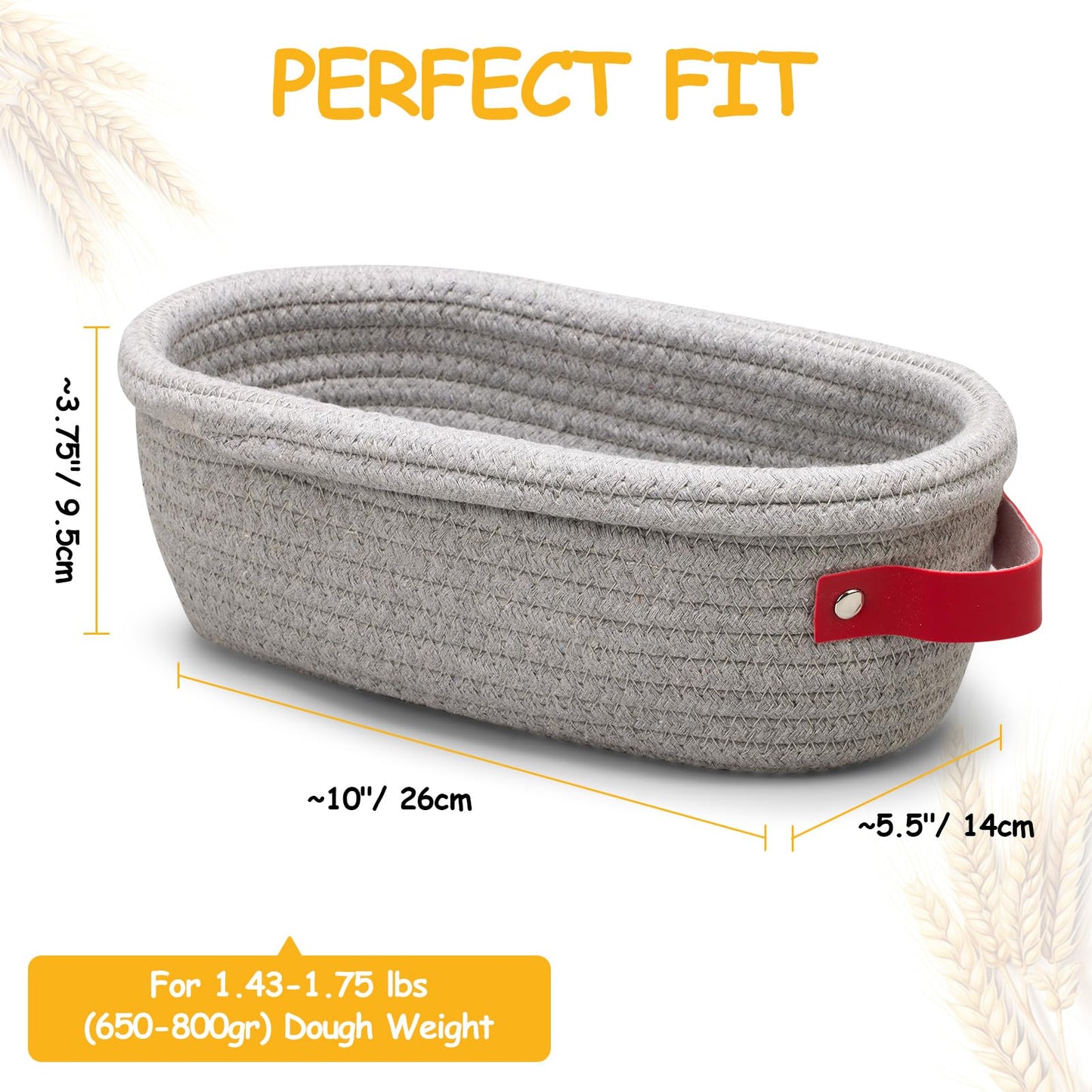 Dimpola Banneton Bread Proofing Basket - Cotton Oval Banneton Basket Set of 2 Sourdough Proofing Baskets Round Proofing Bowls Handmade Rattan Baskets and Liners