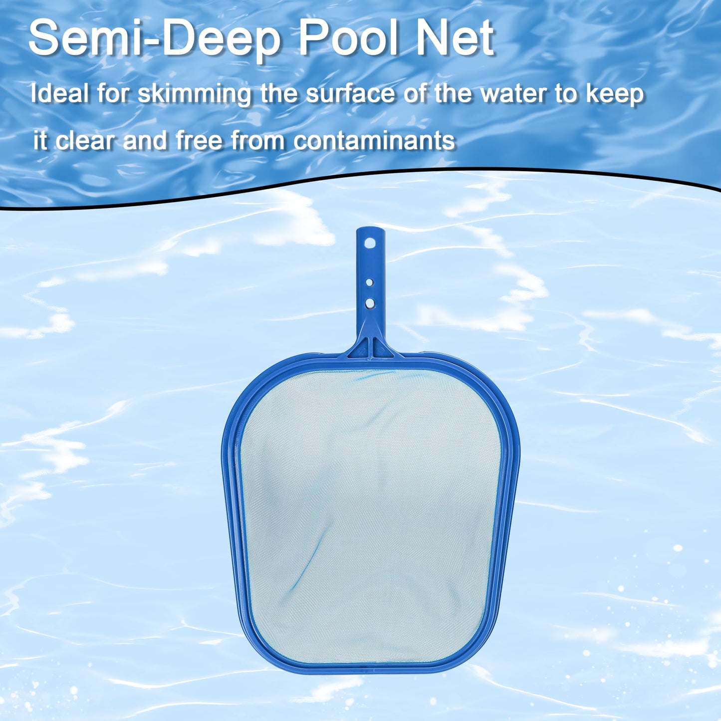 Ahomdoo Pool Cleaning Kit Professional Heavy Duty Leaf Skimmer Net, Deep Bag Rake & Wall Scrubber Brush, 4-Piece Pool Cleaning Equipment Set for Above Ground & Inground Pools (Pole Not Included)