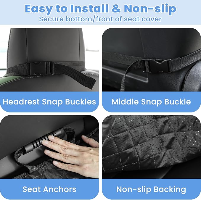 Dog Car Seat Covers, Waterproof Front Seat Cover for Dogs, Scratch-Proof, Nonslip Pet Passenger Seat Cover Protector, Universal Fit for Cars Trucks SUVs, Large Size, Khaki