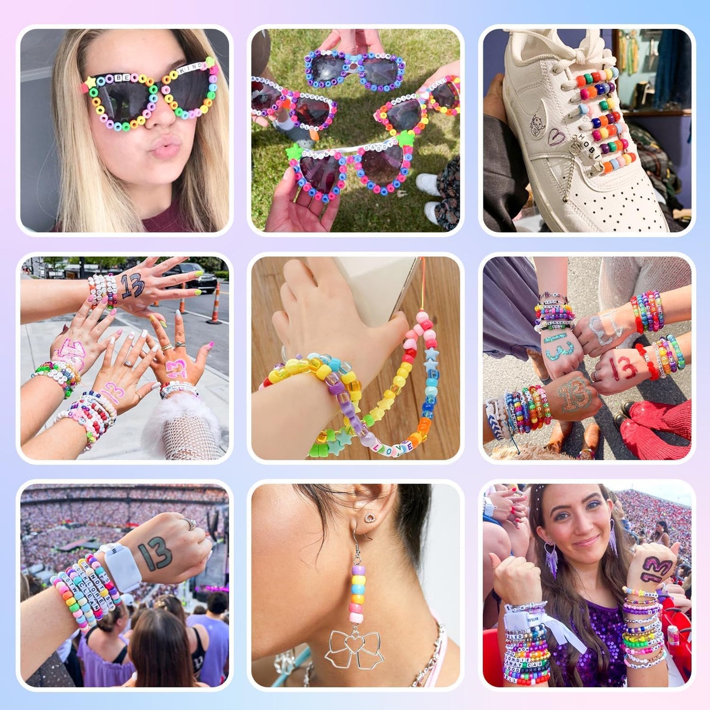 5 Boxes Bracelet Making Kit Pony Beads, 96 Colors 6x9mm 3500Pcs Kandi Rave Beads for Bracelets Friendship Plastic Bead with 800Pcs Letter Bead Arts and Crafts for Kids Adults Keychain Jewelry Making