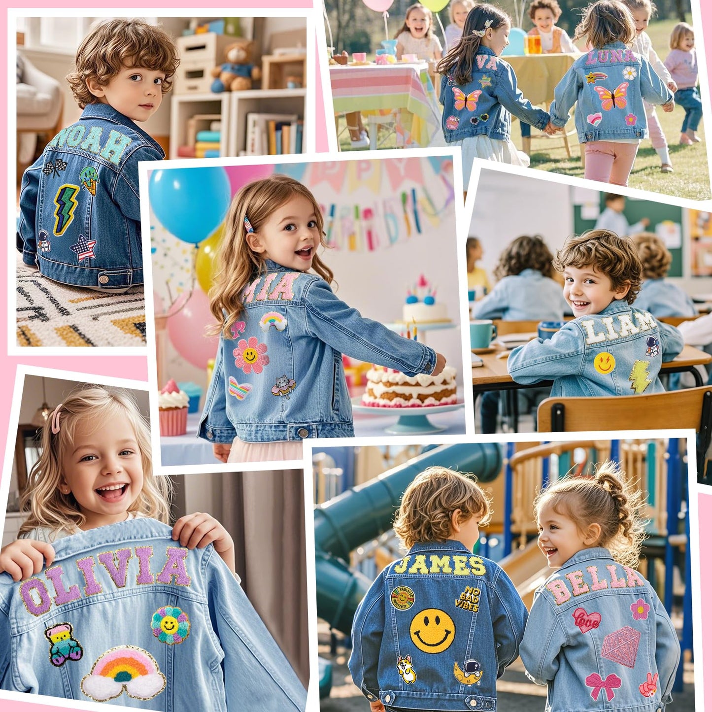 Personalized Kids Denim Jacket with Names, Custom Long Sleeve Denim Jacket for Girls Toddler, Girls Outerwear Jacket, Custom Girls Jean Jackets Clothes, 1-10 Year Old Girl Boy Birthday Christmas Gifts
