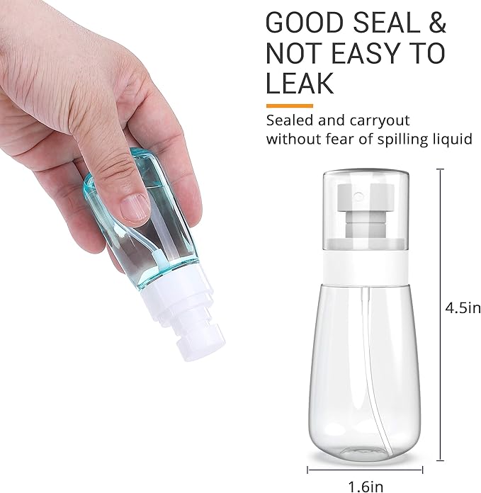 RELANOR Pack 2 Small Spray Bottle Travel Size 2oz/60ml - Fine Mist Mini Empty Spray Bottles - Leak Proof - for Toners, Face & Hair Mist