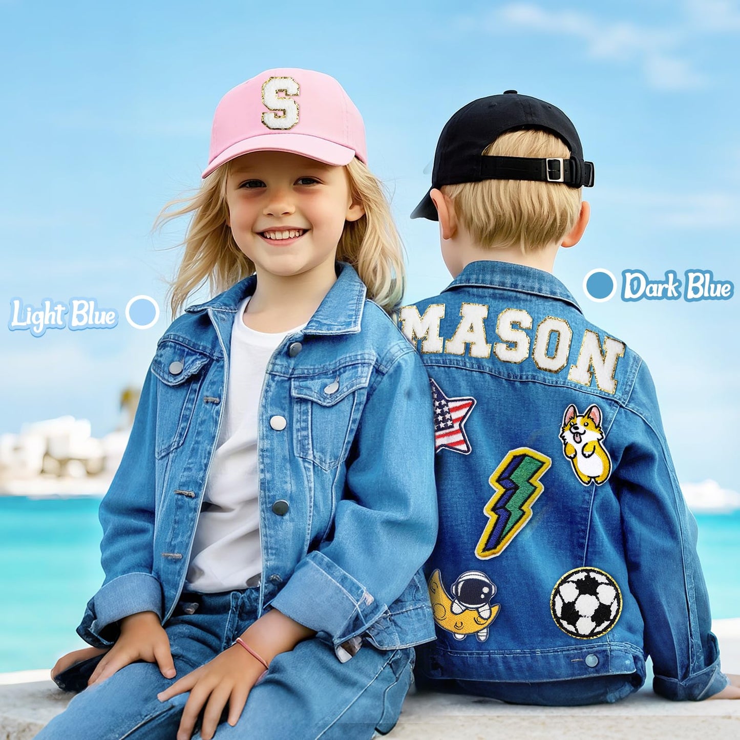 Personalized Kids Denim Jacket with Names, Custom Long Sleeve Denim Jacket for Girls Toddler, Girls Outerwear Jacket, Custom Girls Jean Jackets Clothes, 1-10 Year Old Girl Boy Birthday Christmas Gifts
