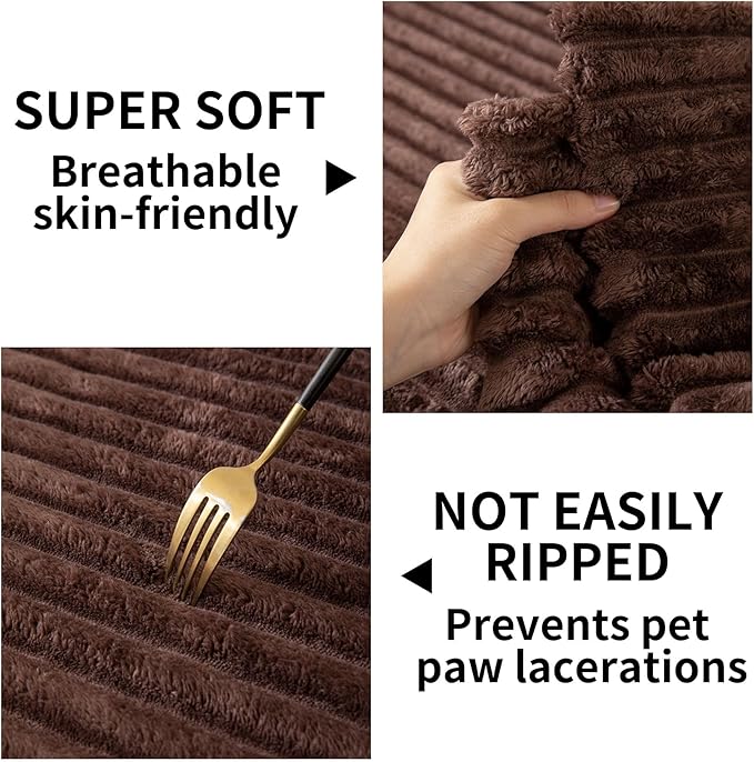 HAOMAIJIA Waterproof Couch Cover for Dogs Washable,Faux Fur Pet Couch Covers for Sofa,Soft Dog Bed Cover Non-Slip Couch Covers for 3 Cushion Couch Sofa Pet Friendly (Brown, 35" x 74" 1 Pack)