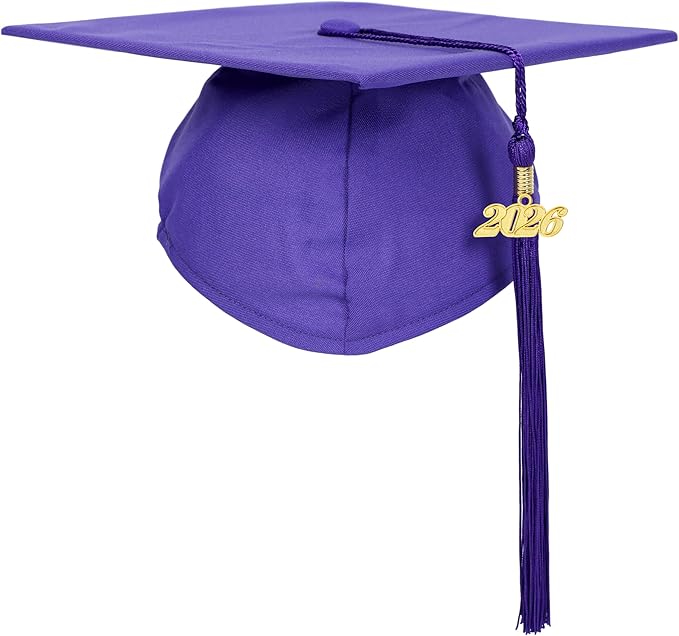 Unisex Adult Matte Graduation Cap with Tassel Year Charm