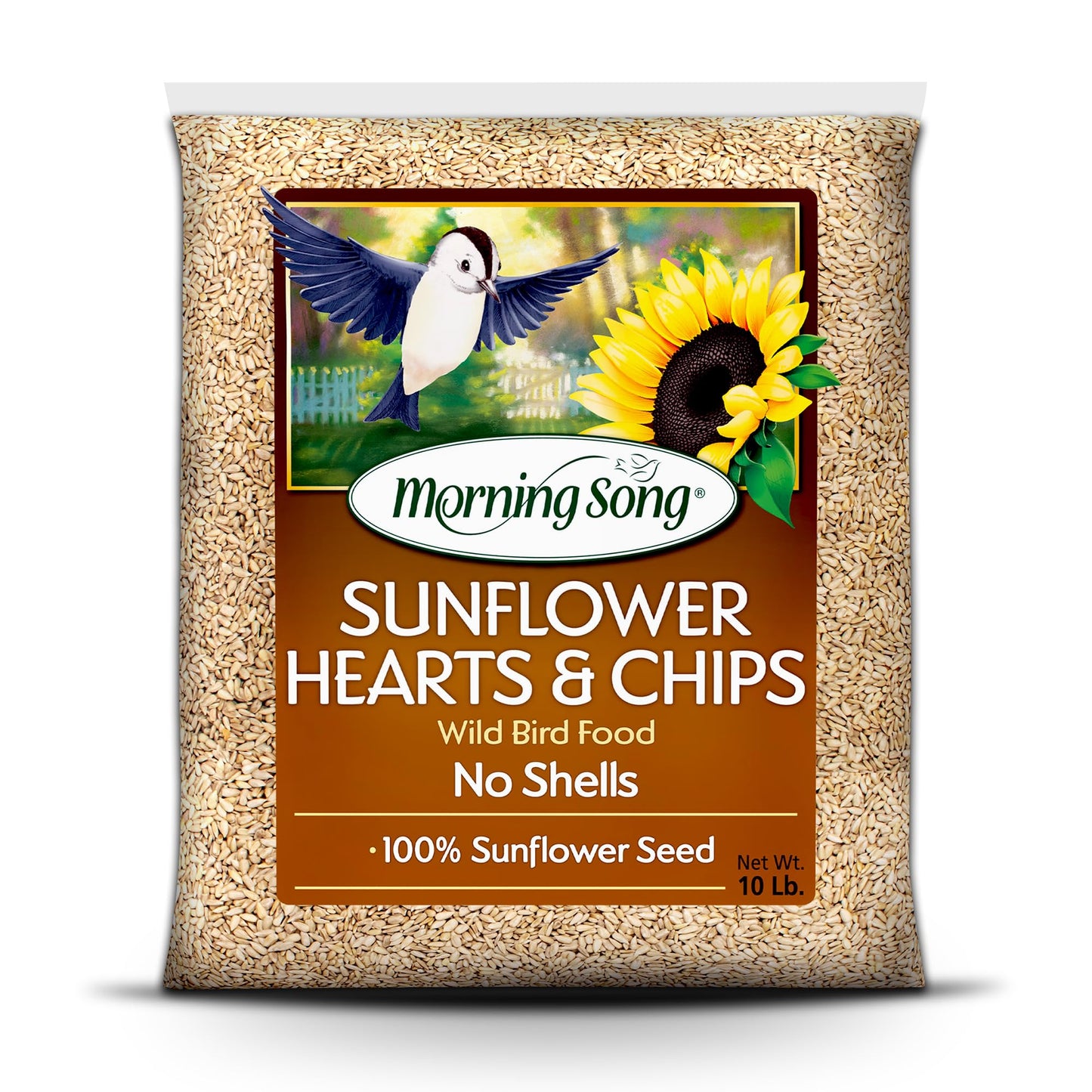 Morning Song Sunflower Hearts & Chips Wild Bird Seed â 10 lb. Premium No Mess, Shell-Free Bird Food for Outside Feeders