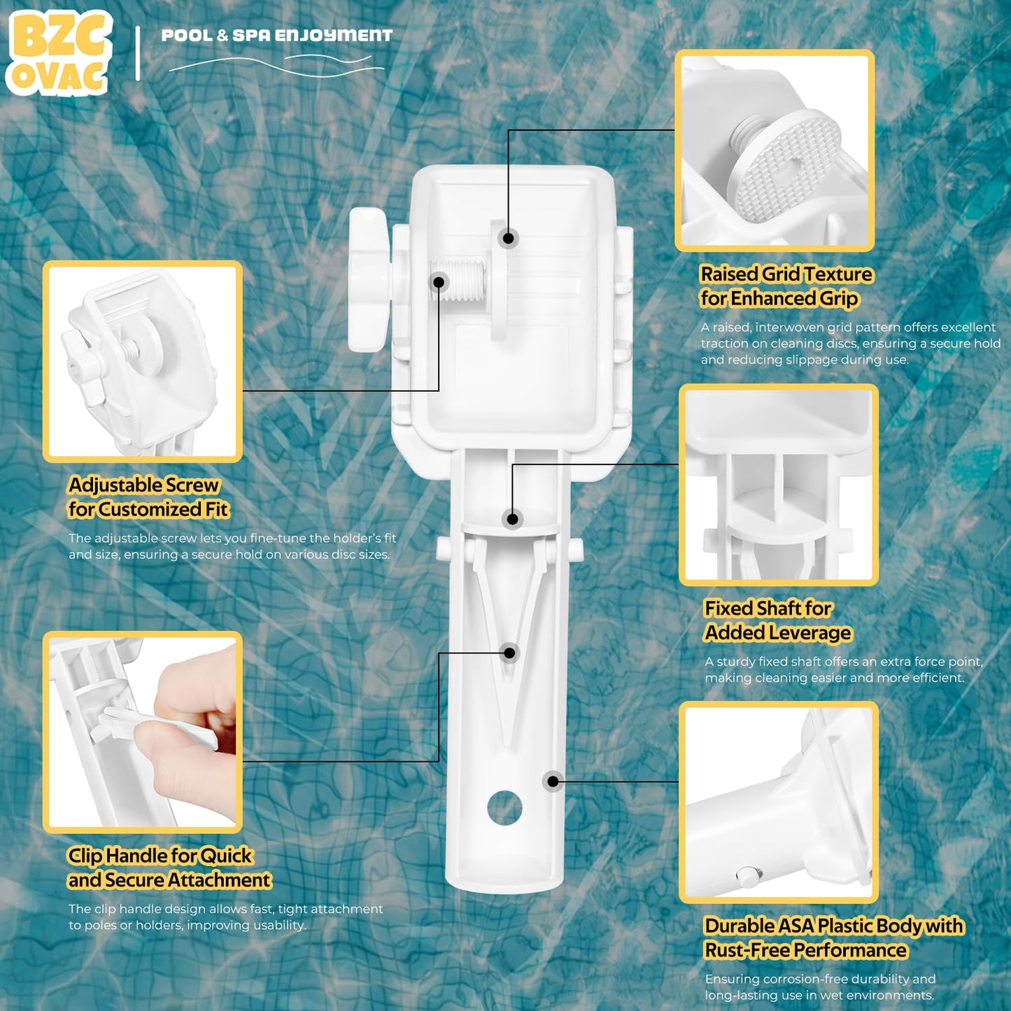 Swimming Pool Chlorination Tablet Holder & Scrubber for Pool Pole - Dirt Cleaning & Stain Removal Tool for Pool Maintenance - Fits 3-Inch Tablets