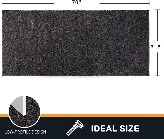 PURRUGS Dirt Trapping Door Mat 31.5" x 70", Non-Slip Machine Washable Entryway Rug, Dog Doormat, Indoor Front Door Mat, Super Absorbent Entry Rug for Muddy Shoes & Paws, Charcoal