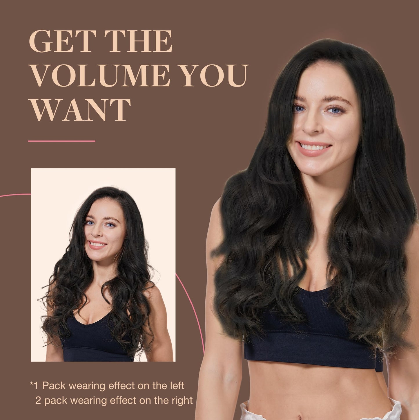 GOO GOO Clip in Hair Extensions Real Human Hair, Remy Human Hair Extensions Clip ins for Women, Natural Human Hair, 18inch 120g 7Pcs, 1B Natural black