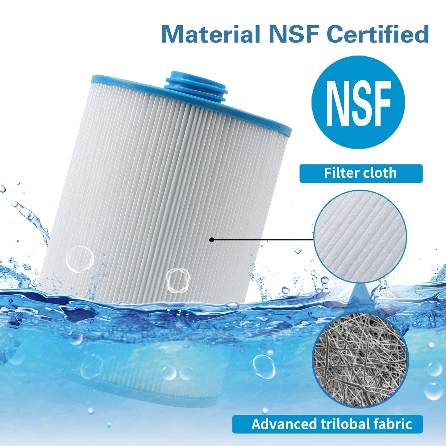 Mamokin PWW50 Spa Filter, Replaces 6CH-940，Filbur FC-0359, 817-0050, 25252, 03FIL1400, PWW50P3(NOT PWW50P4), (1 1/2" Coarse Thread), Waterway Front Access Skimmer, SAE Thread Hot Tub Filter 2 Pack