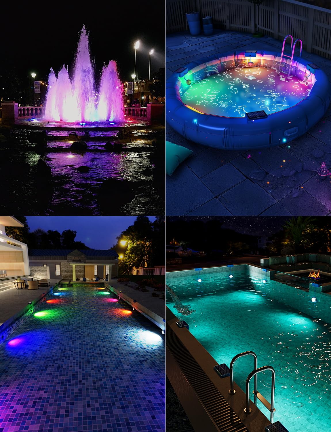 Skairipa Solar Pool Lights, Solar Powered Submersible LED Lights with Remote IP68 Waterproof Swimming Pool Lights 16 Colors Underwater Pool Lights for Above Ground Inground Pool, Pond (Blue, 2 Pack)