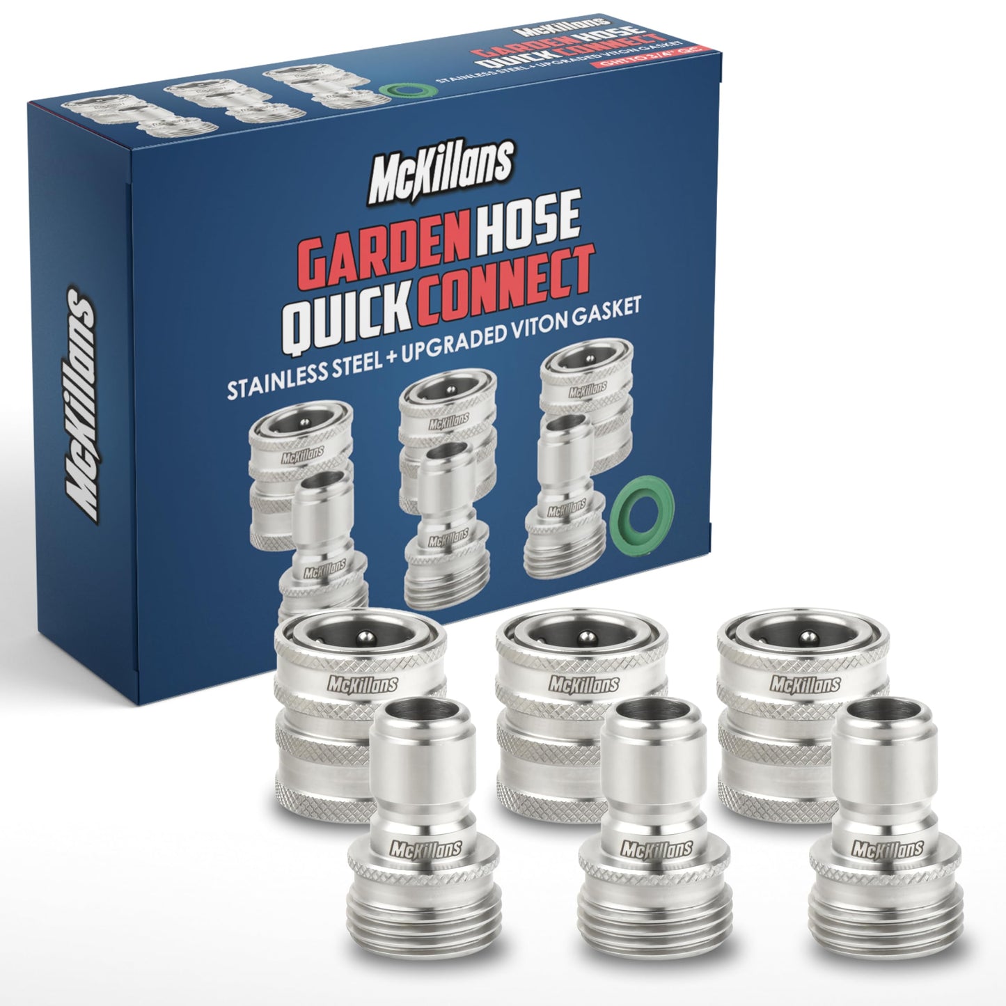 McKillansÂ® Water Hose Quick Connect [UNIVERSAL FIT] 3 Pack - Stainless Steel Garden Hose Quick Connector - Durable Garden Hose Fittings - EASY INSTANT CONNECTION