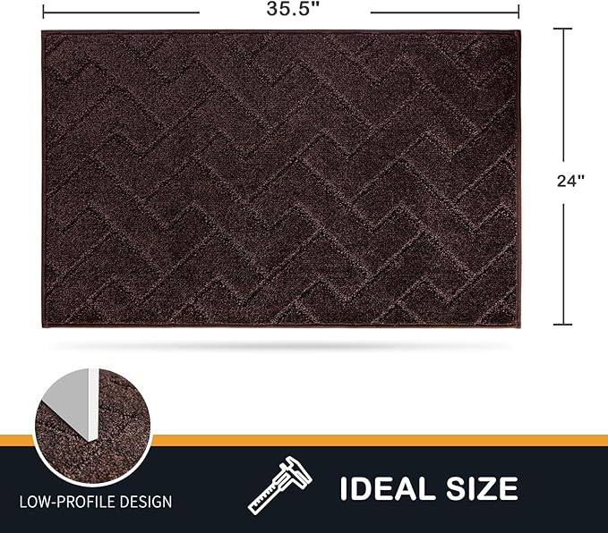 PURRUGS Dirt Trapping Door Mat 24" x 35.5", Non-Slip Machine Washable Entry Rug, Dog Doormat, Indoor Front Door Mat, Super Absorbent Entryway Rug for Muddy Shoes & Paws, Brown