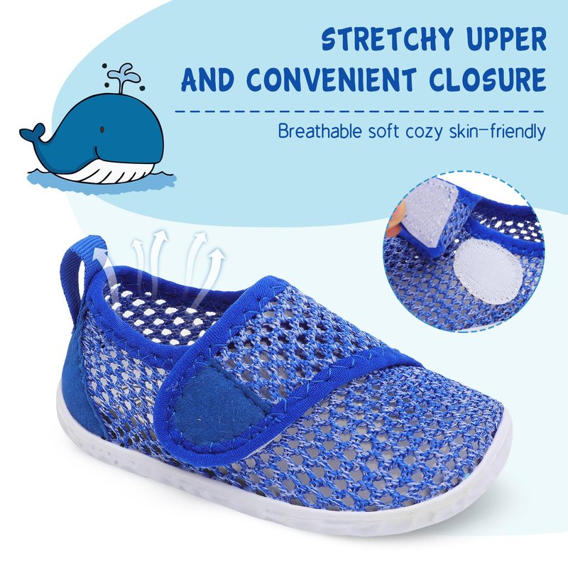 LeIsfIt Toddler Water Shoes Girls Boys Swim Shoes Kids Quick-Dry Breathable Aqua Socks Lightweight Non-Slip Barefoot Beach Shoe, Dark Blue, 13 Little Kid