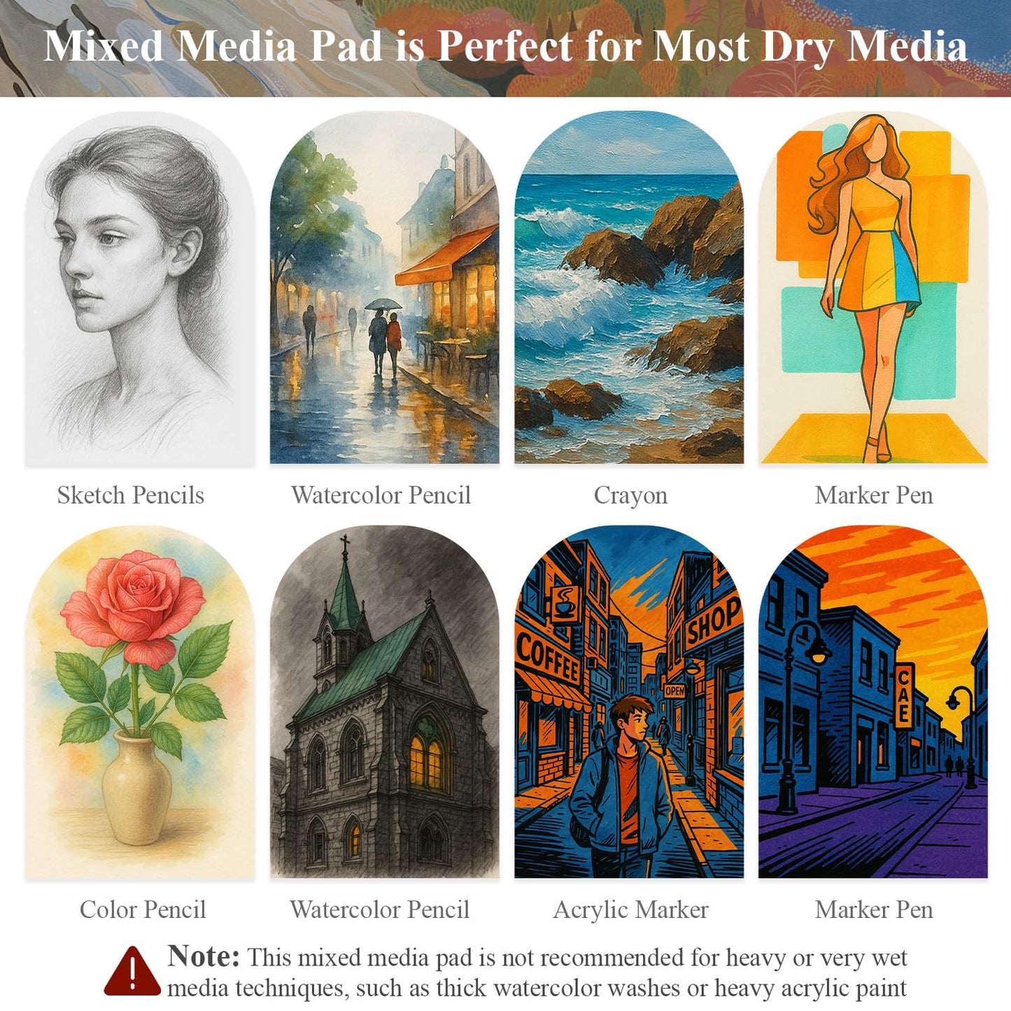 Mofuny Mixed Media Sketchbook 11x14, 50 Sheets - 110lb/180gsm Thick Paper for Painting | Mixed Media Pad & Water Color Sketch Books for Adults, Teens & Painting Supplies for Artists.