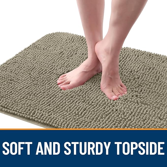 OLANLY Dog Door Mat for Muddy Paws 59x35, Absorbs Moisture and Dirt, Absorbent Non-Slip Washable Doormat, Quick Dry Chenille Mud Mat, Entry Indoor Entryway Carpet for Inside Floor, Warm Taupe