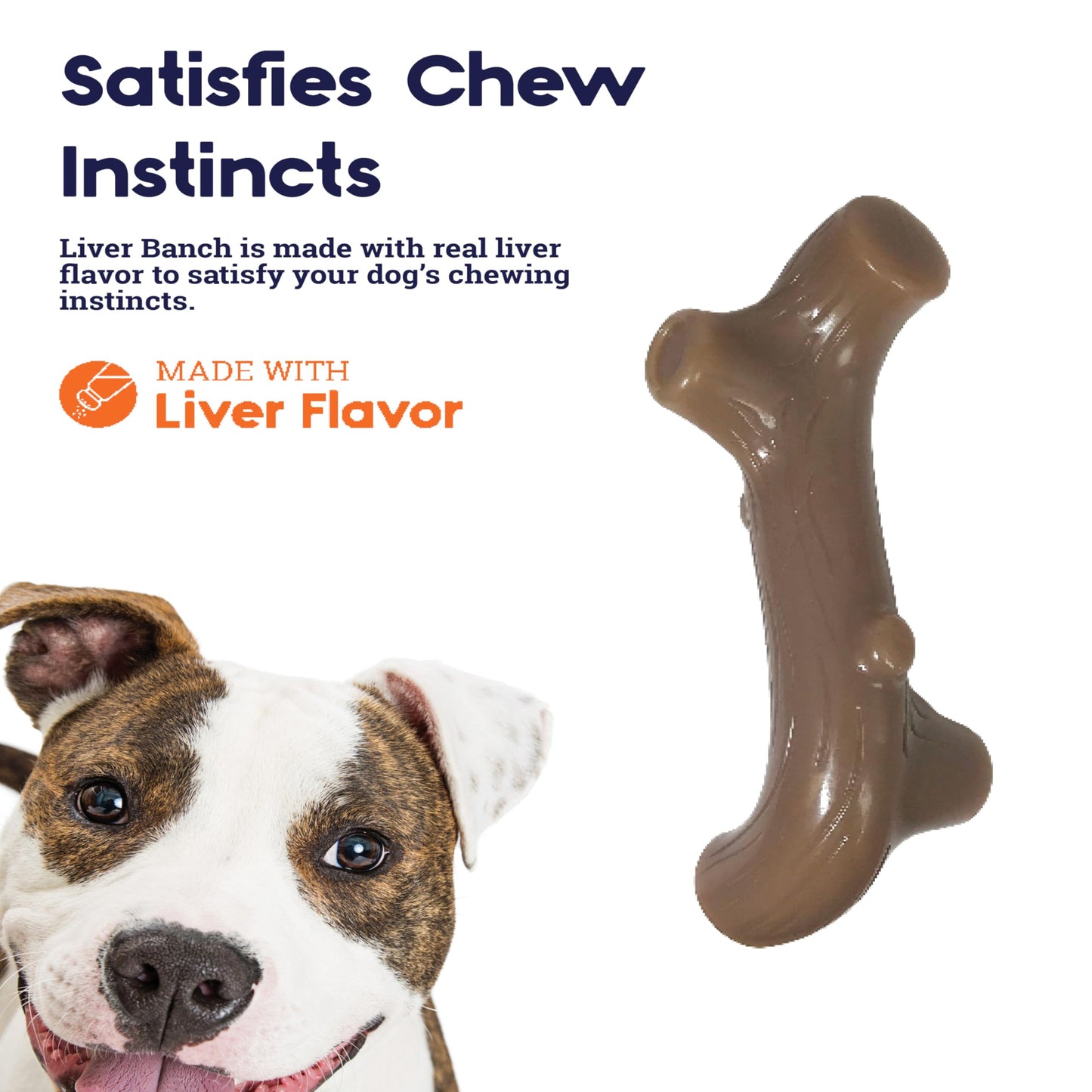 Petstages Liver Branch Stick Dog Chew Toy – Beef Liver Flavor, Stick Alternative, Durable Nylon Design, Large