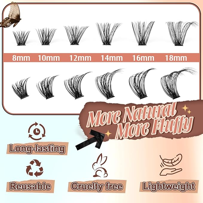 Lash Clusters 360Pcs Individual Lashes 80D Thick Fluff Cluster Eyelash Extensions 8-18MM False Lashes D Curly Wispy Fake Mink Eyelashes Extension by Pleell
