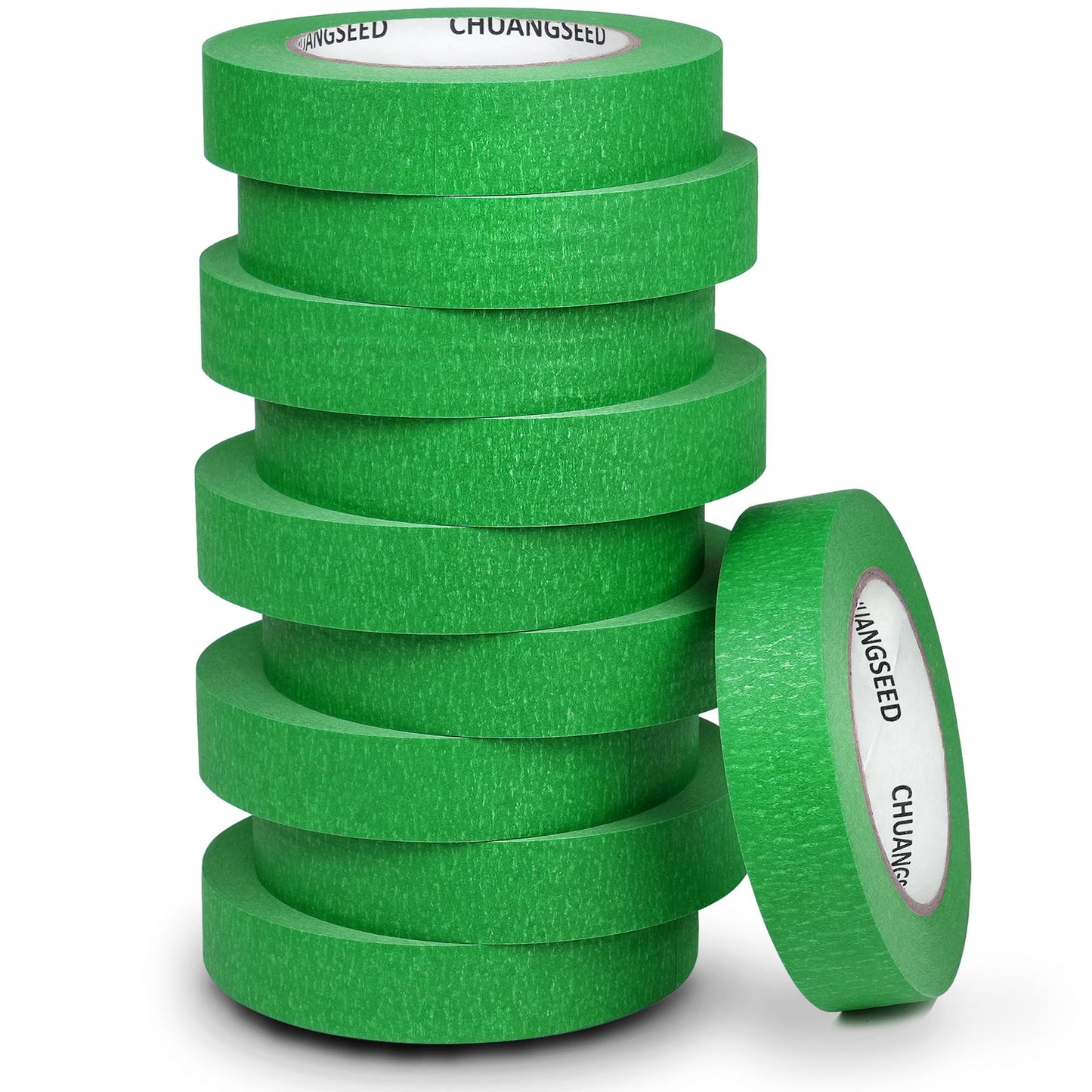 CHUANGSEED Green Painters Tape 1 Inch x 55 Yards x 10 Pack - Green Masking Tape Bulk Multi Pack for Painting, DIY Crafting, Marking, Artwork and School Projects, 550 Yards Total