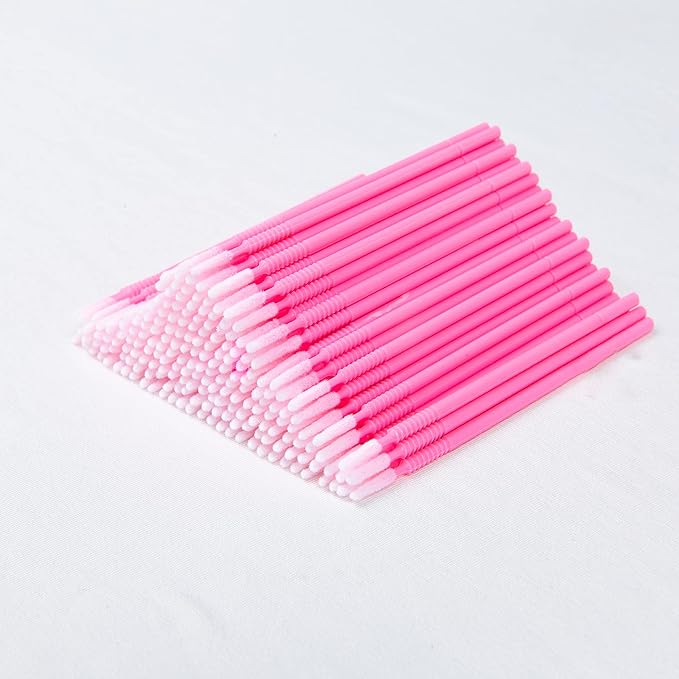i-Laesh 200 pcs Micro Brushes - Microswabs for Eyelash Extensions - Applicators Brush for Lash Mascara Wand, Eye Dental Lashes, Eyebrow, and Personal Care - Pink (Replacement - Pro Grip)