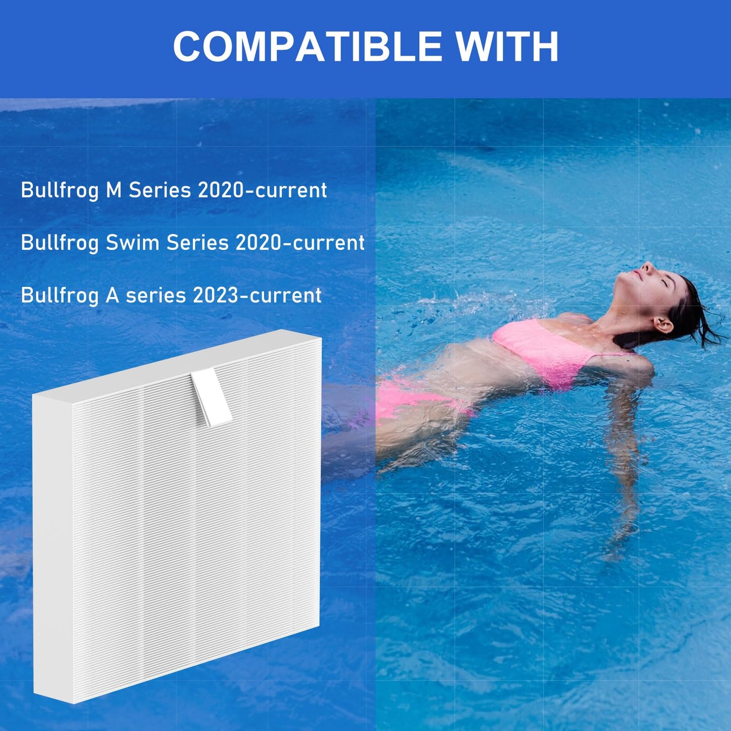 Vickmons 10-00814 Hot Tub Spa Flat Filters Compatible with Bullfrog M Series M6 M7 M8 M9, Swim Series S150 S180XD S200 and A Series A5 A6 A7 A8 A9 (2023 to Present), 6-Pack