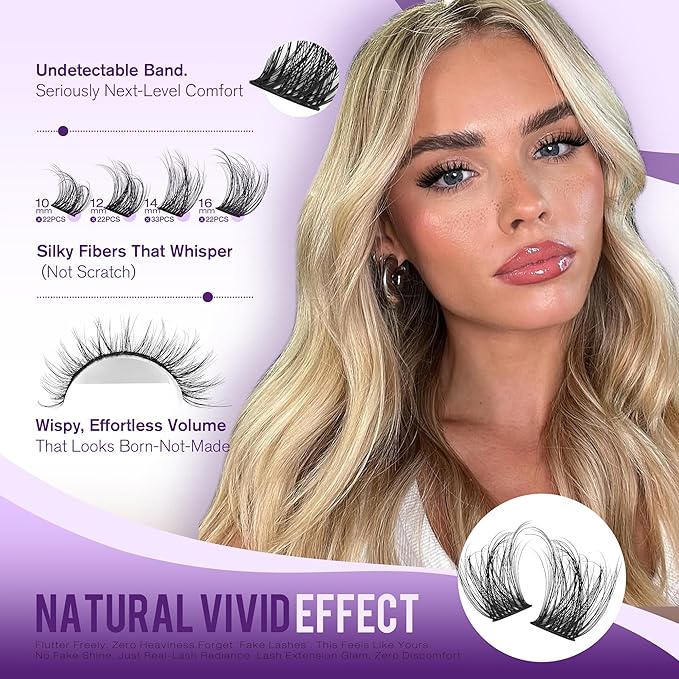 Pawotence Natural Lash Clusters Wispy Eyelash Clusters 10-16mm Full Lashes Cluster Eyelash Extensions Soft Individual Cluster Lashes False Eyelashes for DIY Lash Extension