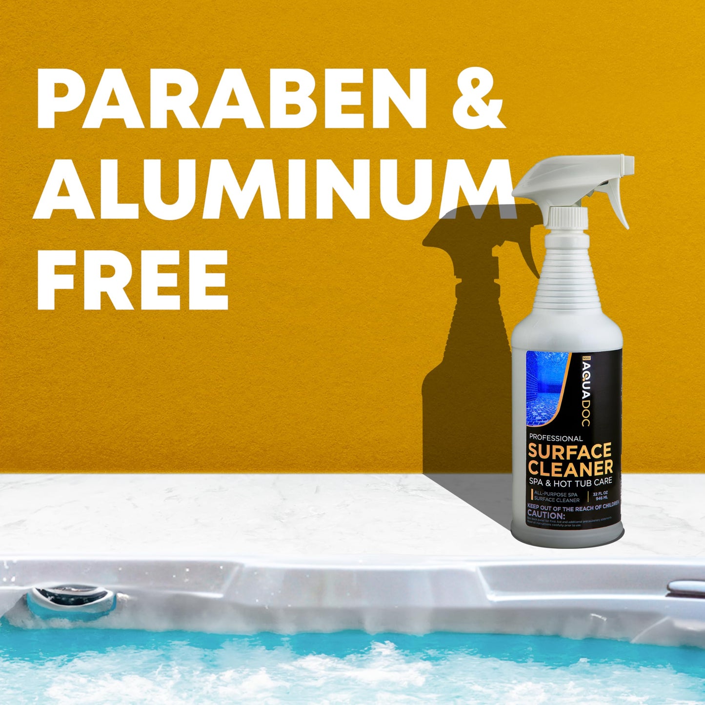 Hot Tub Cleaner Spray 32oz - Spa Surface Cleaner for Hot Tub Chemical Made in the USA - AquaDoc