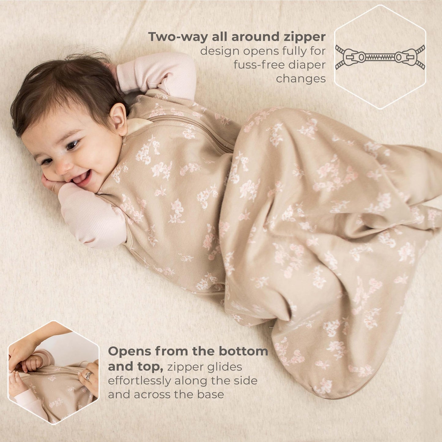 Burt's Bees Baby Beekeeper Infant Wearable Blanket, 100% Organic Cotton Unisex, Girl, Boy Swaddle Transition Sack - Light Weight 0.5 TOG or Medium Weight 1.5 TOG - Newborn Essentials Sleep Clothes
