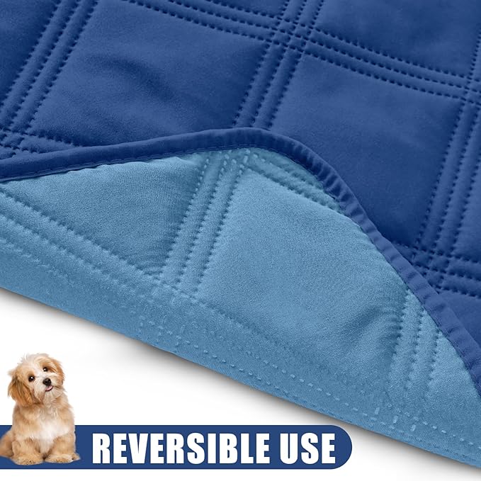 Smiry Waterproof Dog Bed Cover Blanket 68x82, Soft Reversible Pet Blanket, Washable Leakproof Cats Dogs Couch Cover for Sofa, Couch, Furniture, Navy/Blue