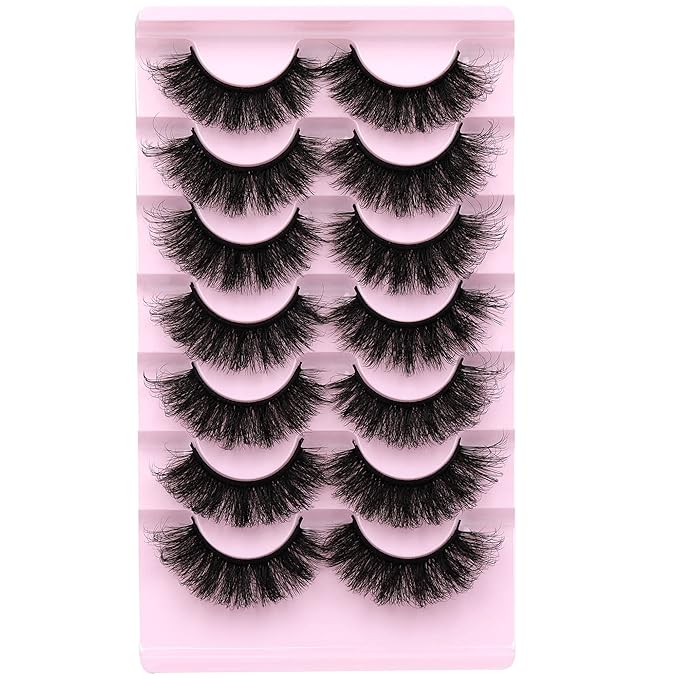 Mink Lashes Thick Eyelashes Flutter Volume False Eyelashes 20MM Long Fake Eyelashes Dramatic Full 5D Faux Mink Eyelashes Big Eye Lashes 7 Pairs ALICROWN
