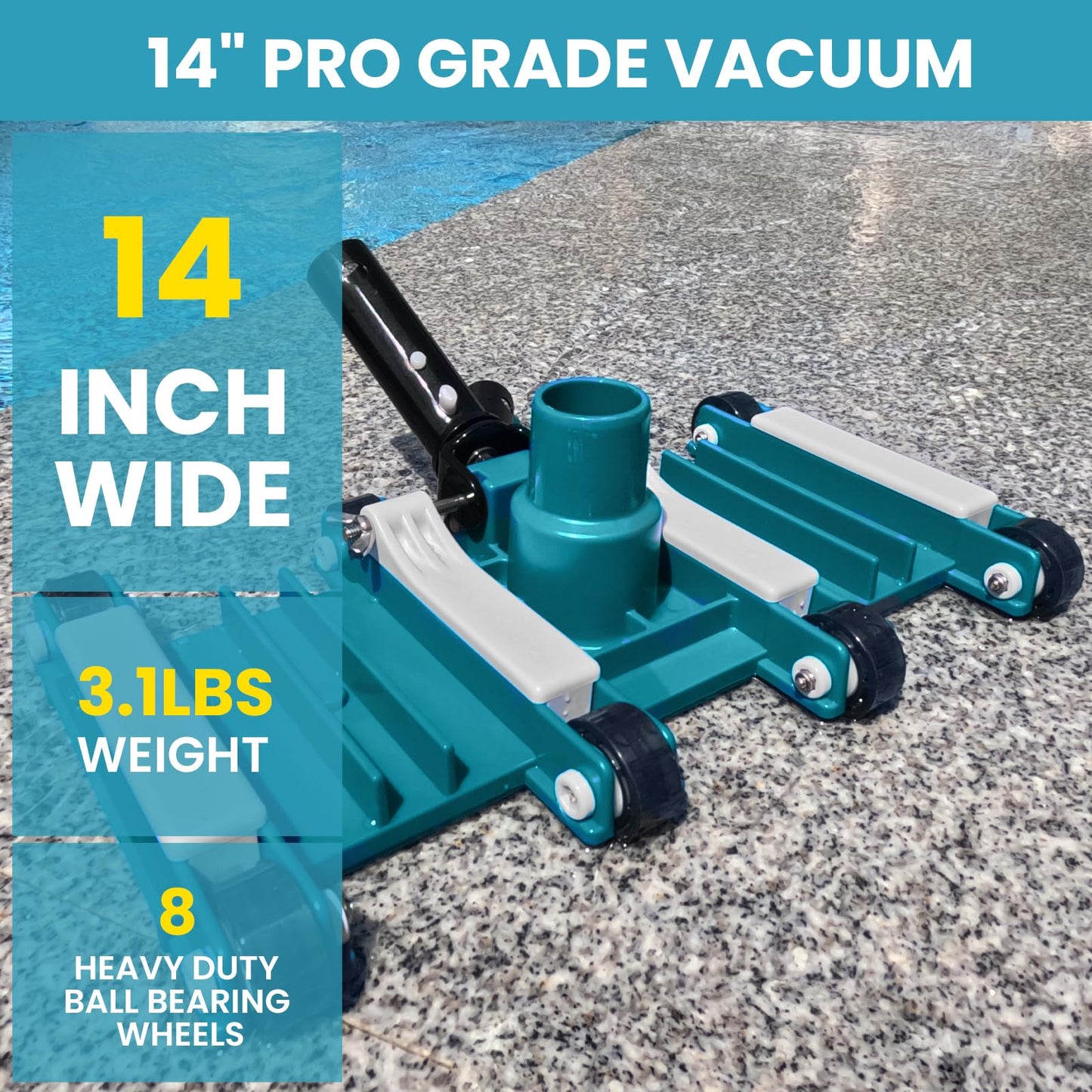 Deluxe Swimming Pool Cleaning Kit Including Pool Net and Vacuum Head, Pool Brush with 13Ft Pole for Above Ground & Inground Swimming Pools