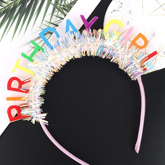 CIEHER Birthday Girl Headband Birthday Decorations Multi-colored