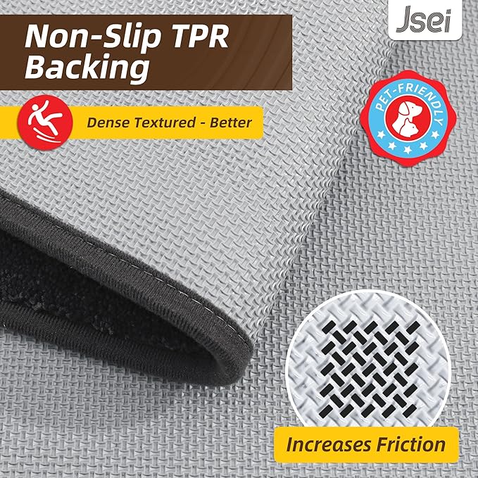 JSEI Entryway Rugs Doormat 36"x60", Non-Slip Dirt Trapper Door Mats Indoor, Washable Absorbent and Stain Resist Welcome Floor Mat for Front Door, Dog Door Mat, Dirty Wet Shoes & Paws, Dark Grey