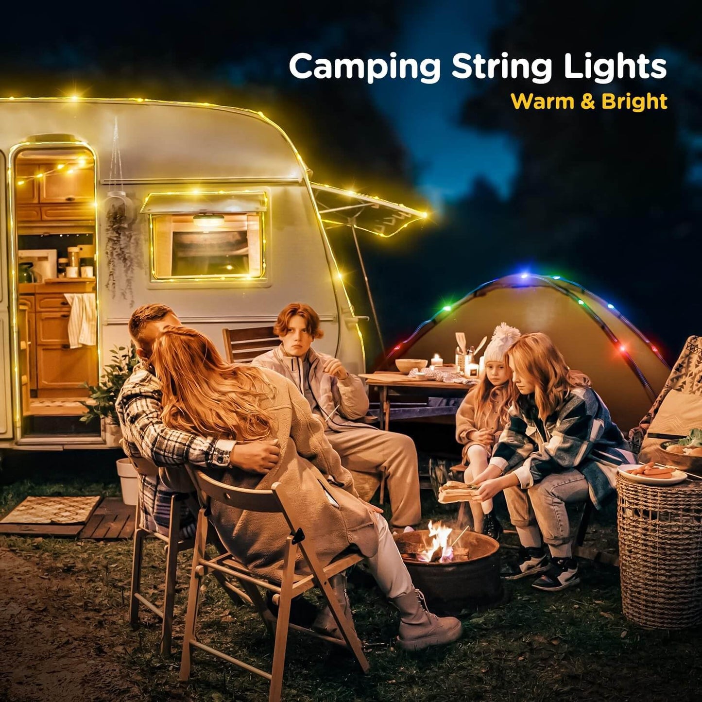 OGERY 2-Pack Camping String Lights, 4 in 1 Quick Storage 32.8FT Rechargeable Indoor Outdoor Fairy Lights String with 8 Lighting Modes, Hanging Portable LED for Christmas Decor Patio Party Essentials
