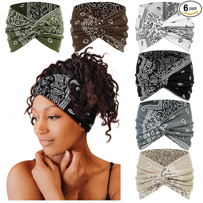 Tobeffect Wide Headbands for Women, 7'' Extra Wide Boho Headbands Fashion Headwraps Stretchy Hairbands Head Scarf Hair Accessories