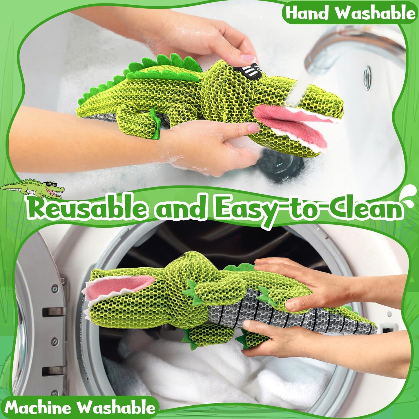 ZYIDBNG Crocodile Hot Tub Scum Absorber Reusable Washable Hot Tub Sponge Scum Absorber for Spa Hot Tub Oil Scum Absorber Hot Tub Accessories for Adults (2 Pack, Crocodile)